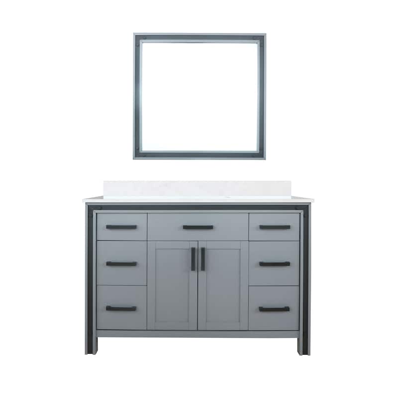 Ziva Bath Vanity, White Quartz Top and Mirrors