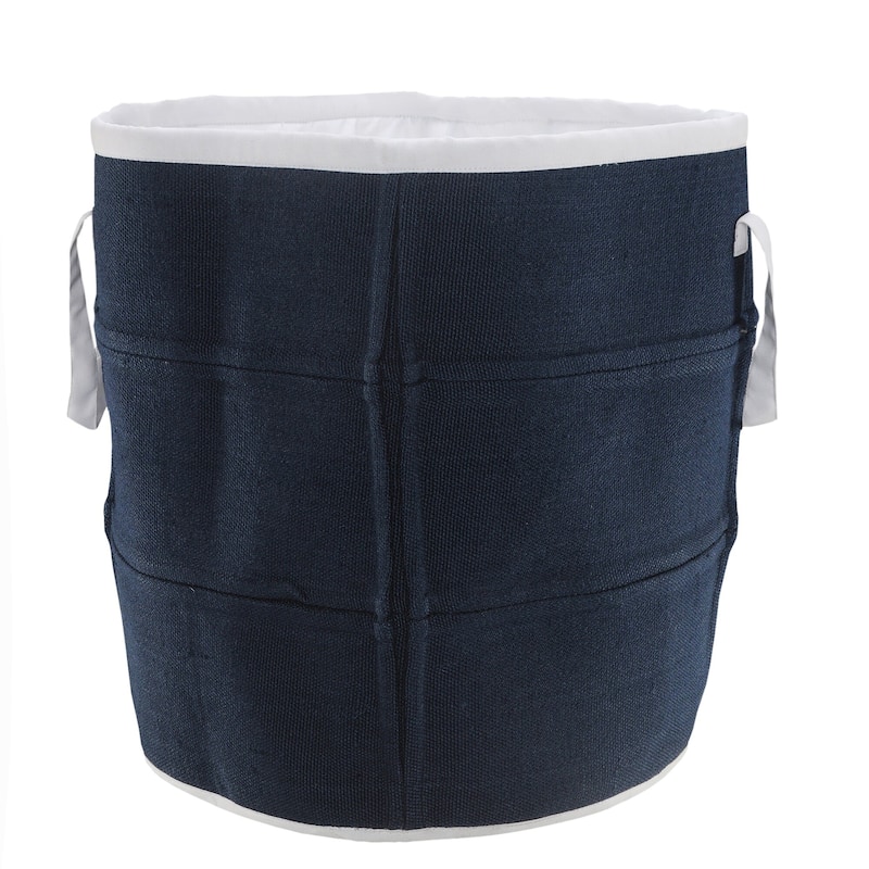 Sevita Coastal Indoor/Outdoor Navy/White Storage Basket with Handles - 21" x 21" x 21" - 21" x 21" x 21" - Navy/White