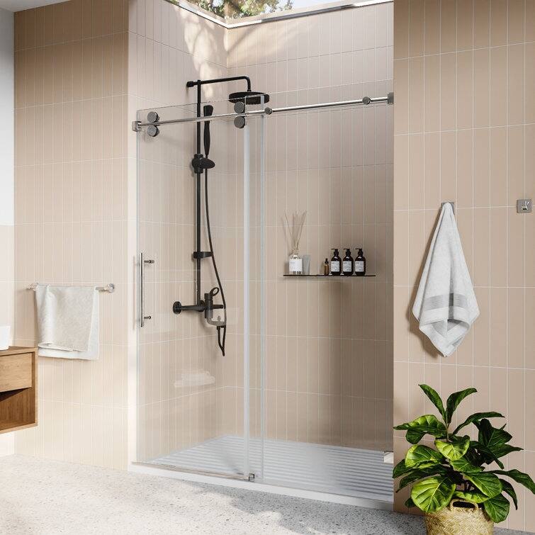 DeerValley Concord 56" - 60" W x 76" H Single Sliding Frameless Shower Door - Chrome