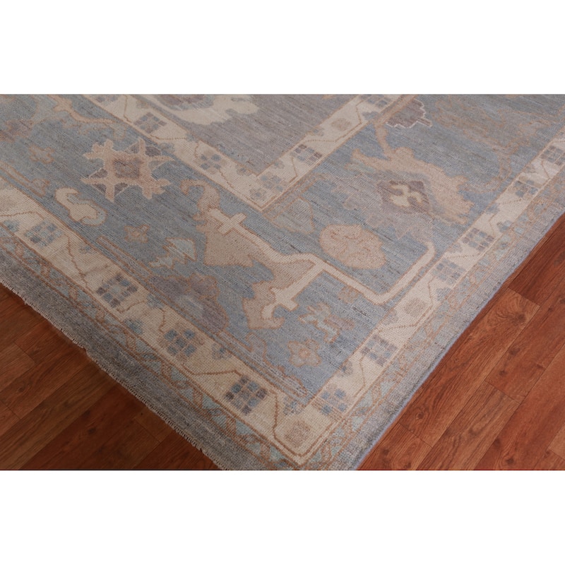 Hand Knotted Oriental 100% Wool Carpet Transitional All-Over Greys & Charcoal Oushak Area Rug - 14' 5'' X 12' 0''