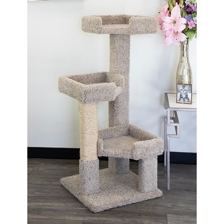 New Cat Condos 3 Level Solid Wood and Carpet Kitty Tree - Bed Bath ...