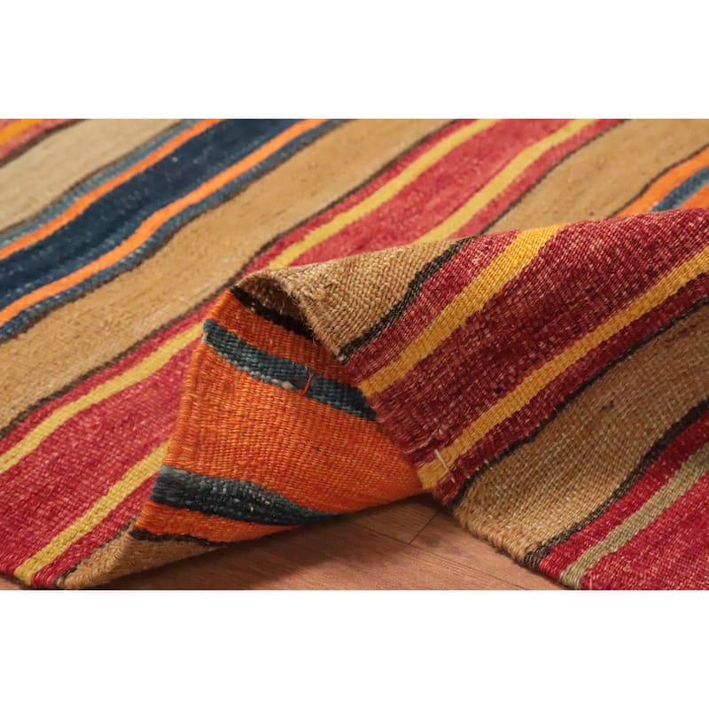 Hand Woven Oriental 100% Wool Carpet Southwestern Tribal Multi-Colored Kilim Area Rug - 7' 1'' X 5' 5''