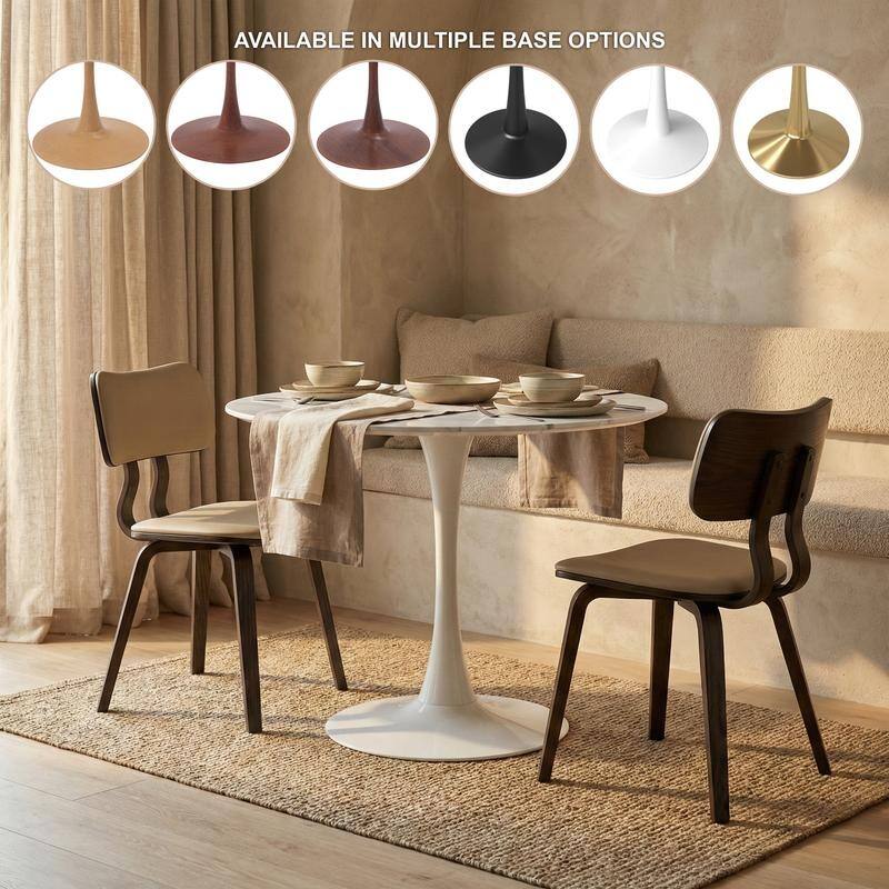 Bristol Modern 31" Round Sintered Stone Dining Table with Pedestal Base - Minimalist Scratch-Resistant Kitchen Table
