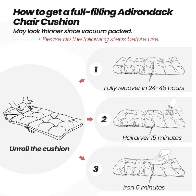 Adirondack Style Patio Outdoor Chair Cushion for Adirondack Chair or Lounge Rocking Chair - See picture