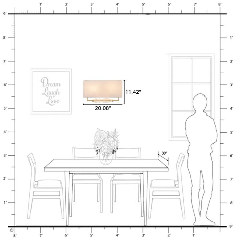 2-Light Wall Sconce Half-Open Linen Shade Striped Glass Globe Accent