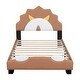 preview thumbnail 3 of 8, Lion-Shaped Upholstered Platform Twin Bed Frame Leather Low Profile Bed with Headboard, Beautiful Gift for Kids - Brown