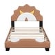 preview thumbnail 15 of 16, Upholstered Leather Platform Bed with Lion-Shaped Headboard