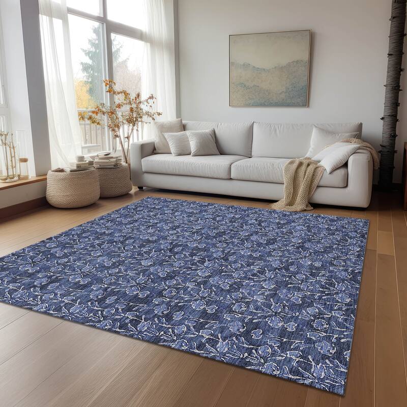 Machine Washable Indoor/ Outdoor Chantille Modern Floral Impressions Rug
