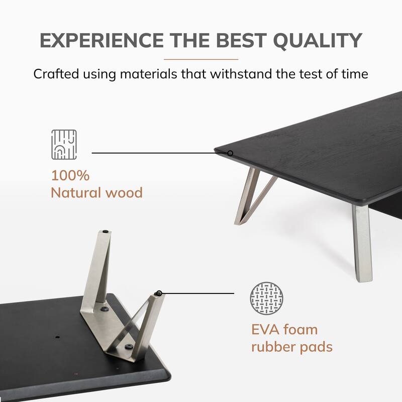 Jani Wood Monitor Stand Riser Desk - Ergonomic Design Stand, Desktop Organizer Table for Home, Office Workspace, Gaming Desk