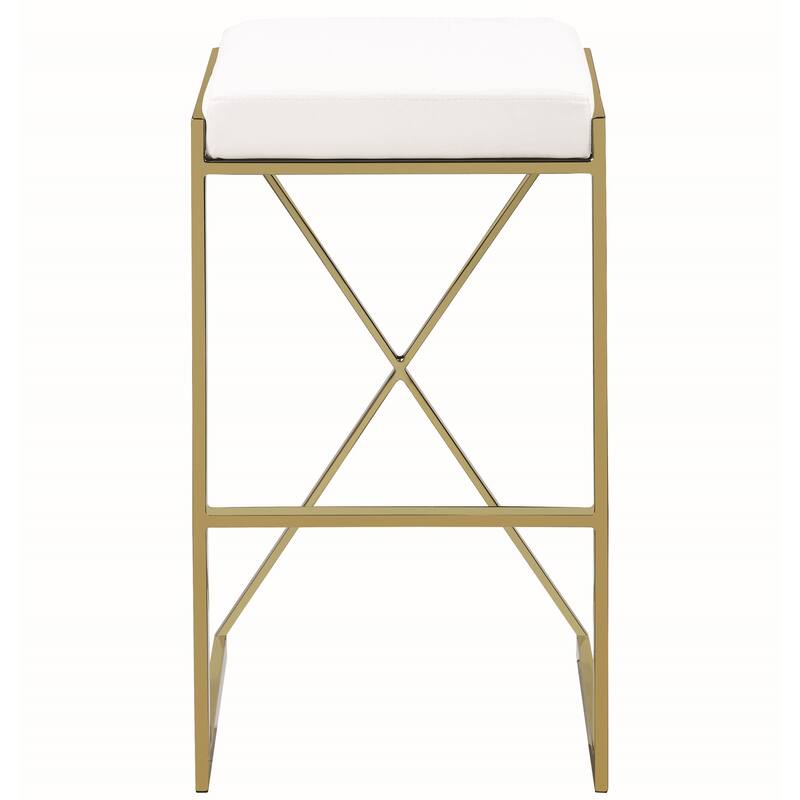 Chic Euro Design Gold Frame with White Upholstered Seat Stool