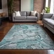 preview thumbnail 35 of 84, Machine Washable Indoor/ Outdoor Abstract Chantille Rug 10' x 14' - Teal