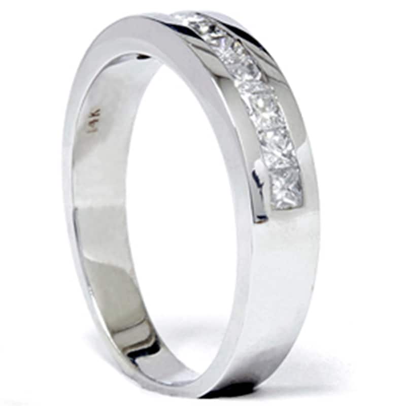 1ct Princess Cut Diamond Wedding Mens White Gold Ring