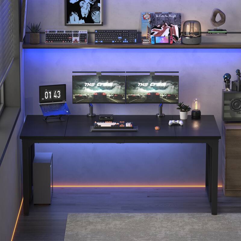 Computer Desk 70×30.7 Inch Gaming Desk with Deeper & Thicker Desktop, Office Desk Work Desk for Home Office