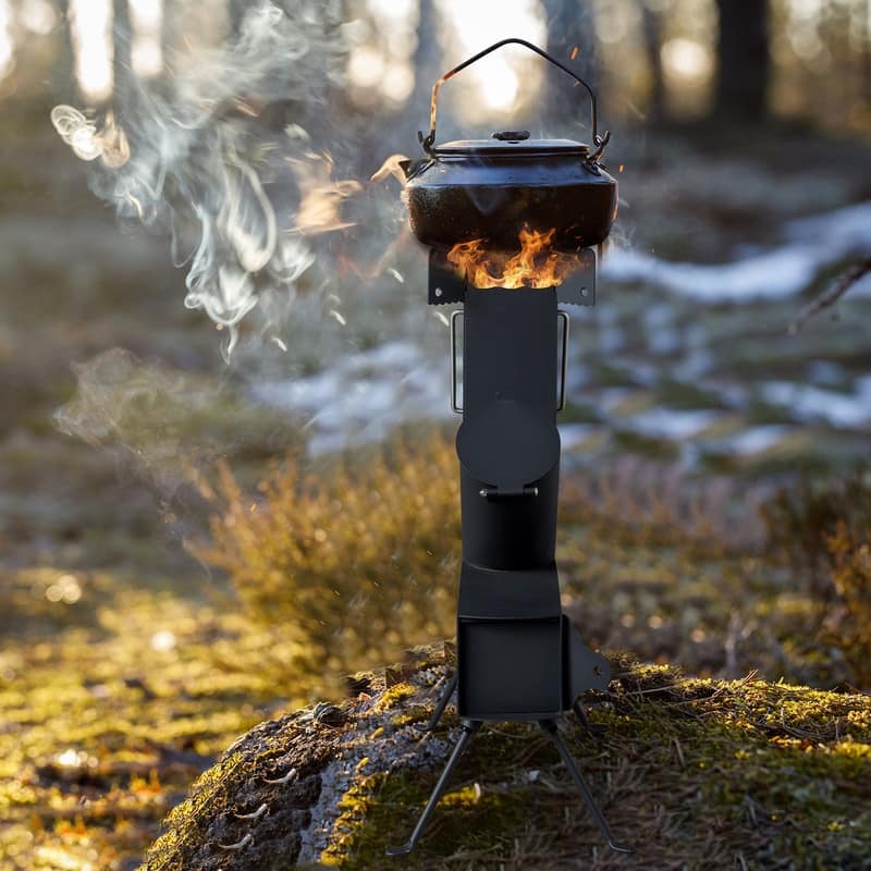 22"H x 14"W Wood Burning Stove With Chimney For Camping Hiking Picnic