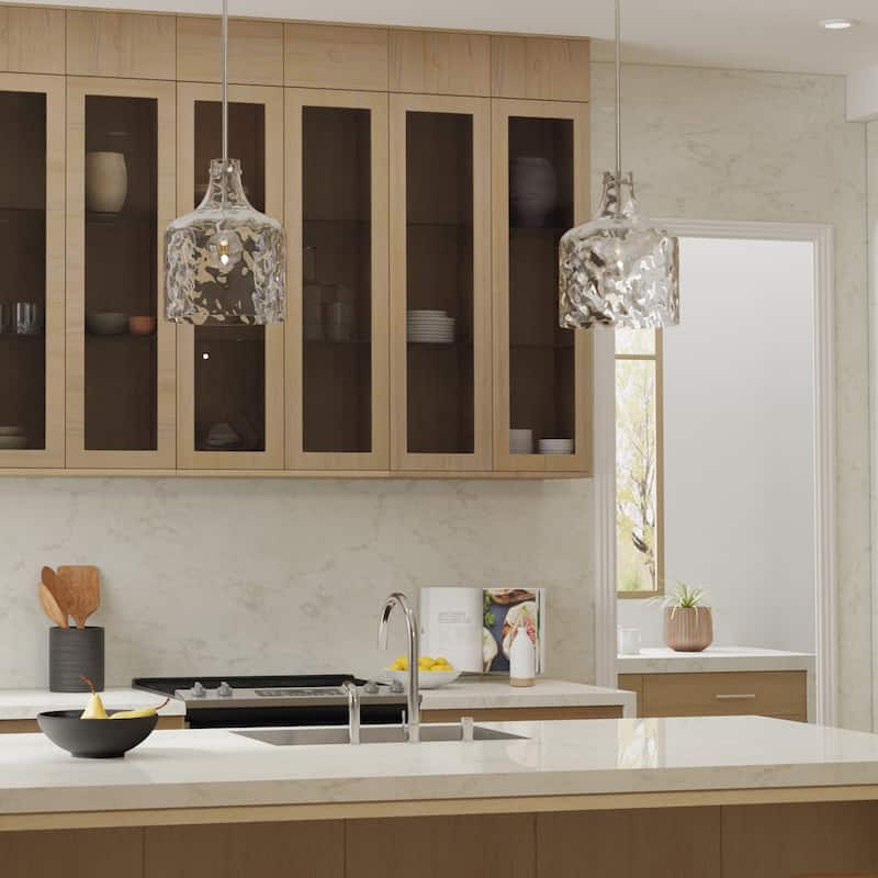 1-Light Clear Water Glass Shade Pendant