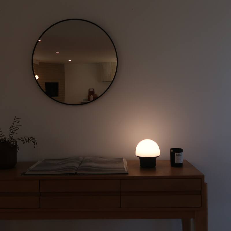 Portobello 6.6 in Matte Black Modern Portable Indoor/Outdoor Integrated LED Bedside Table Lamp with Built-In Dimmer