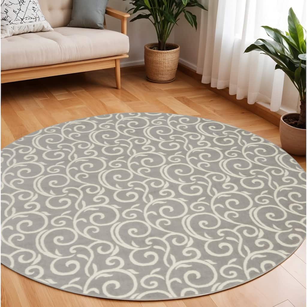 Liwas Power Loomed Geometric Floral Area Rug By HomeRoots - 96' X '96' X '0.5