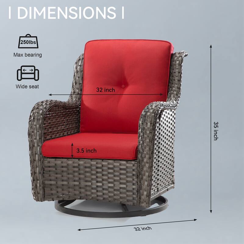 Cozywor Brown Wicker Patio Swivel Rocking Chair