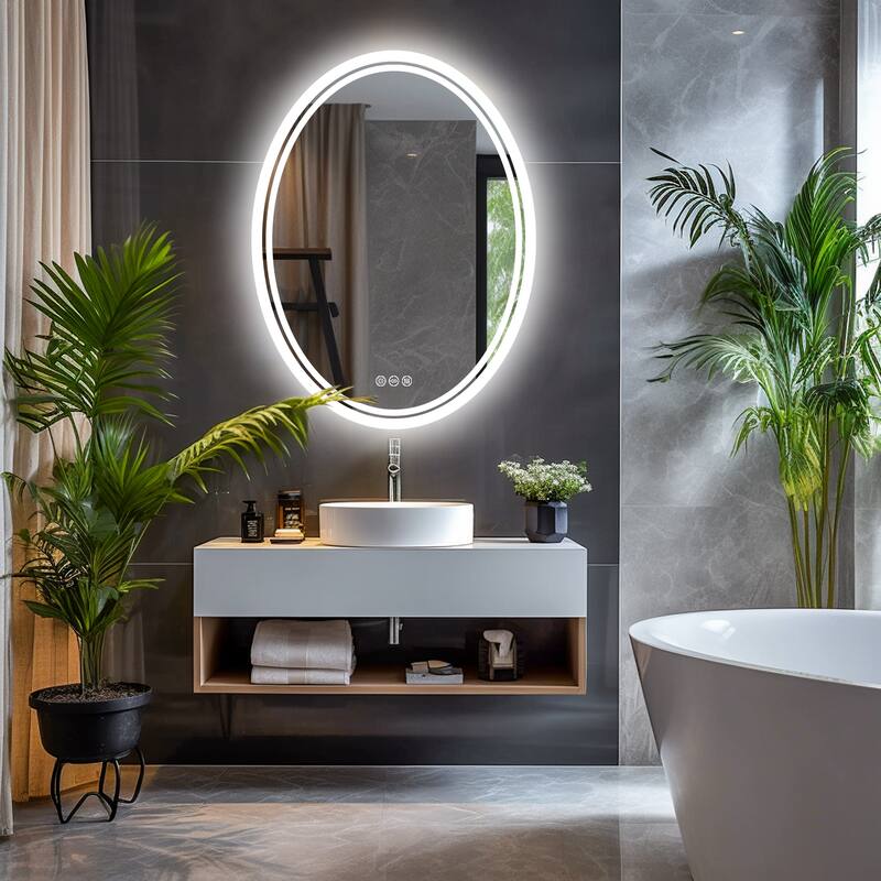 Oval LED Light Bathroom Mirror Touch Sensor