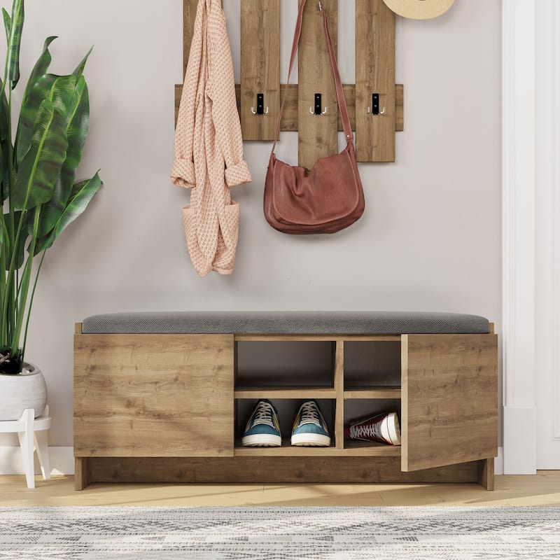 Niche Shoe Storage Cabinet with Shelves and Bench