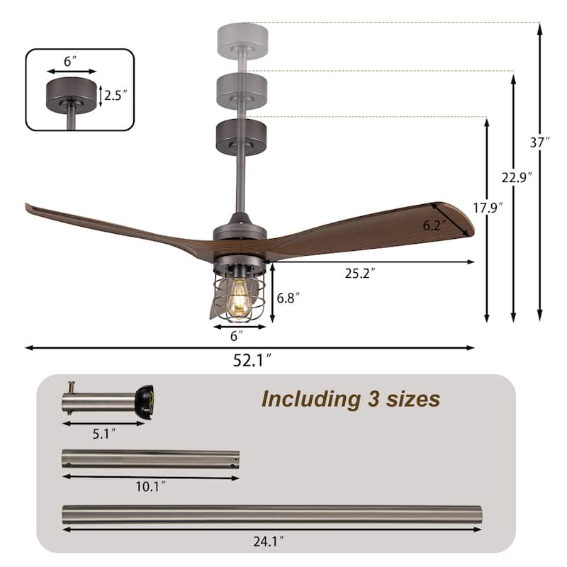 Metal Ceiling Fan Light with Remote