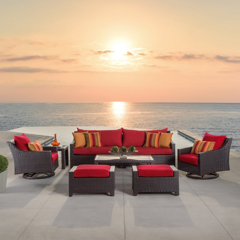 Deco 8 Piece Sunbrella Outdoor Patio Sofa & Motion Club Chair Set