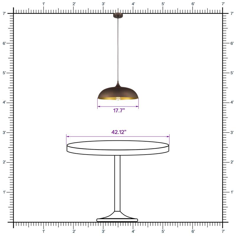 Farmhouse Pendant Light Fixture, 1-Light Industrial Hanging Light with Metal Dome Shade