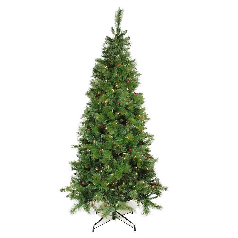 7' Slim Mount Beacon Pine Artificial Christmas Tree Multicolor LED - 7 Foot