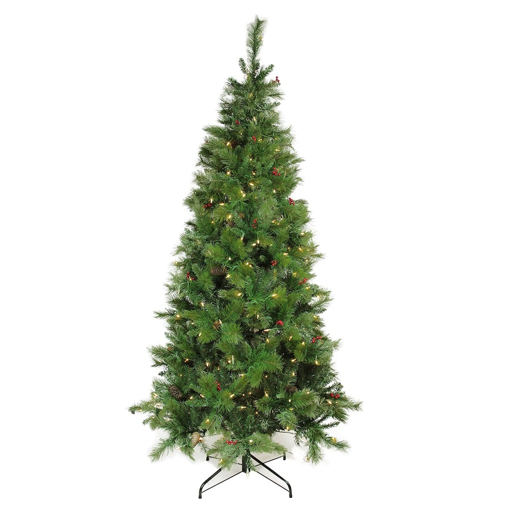 7' Slim Mount Beacon Pine Artificial Christmas Tree Multicolor LED - 7 Foot