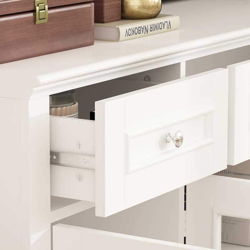 Media Wall Unit w/Spacious Storage White TV Stand Wall Storage Combo