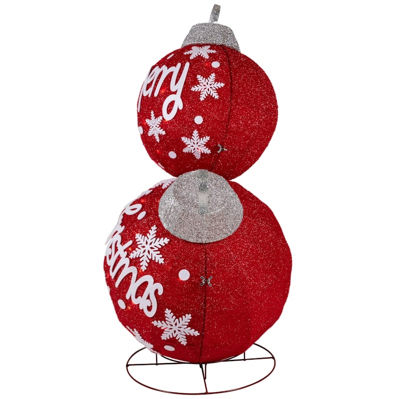 Lighted Stacked Ornament Balls Outdoor Christmas Decoration - 35" - Warm White LED - 35