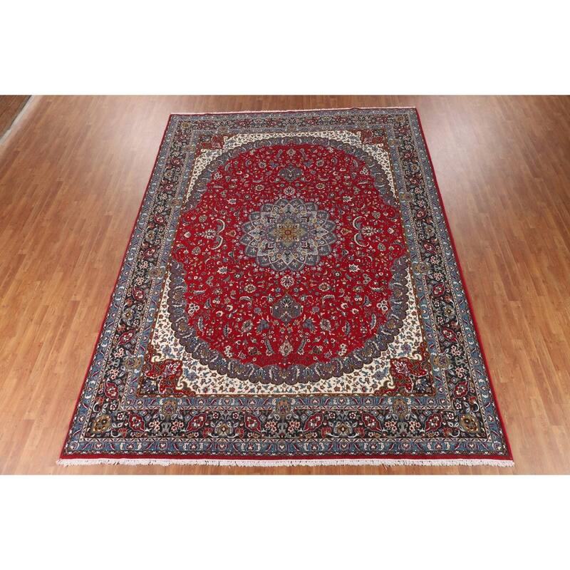 Medallion Kashan Turkish Area Rug Machine Made Living Room Carpet - 9'8" x 13'0"