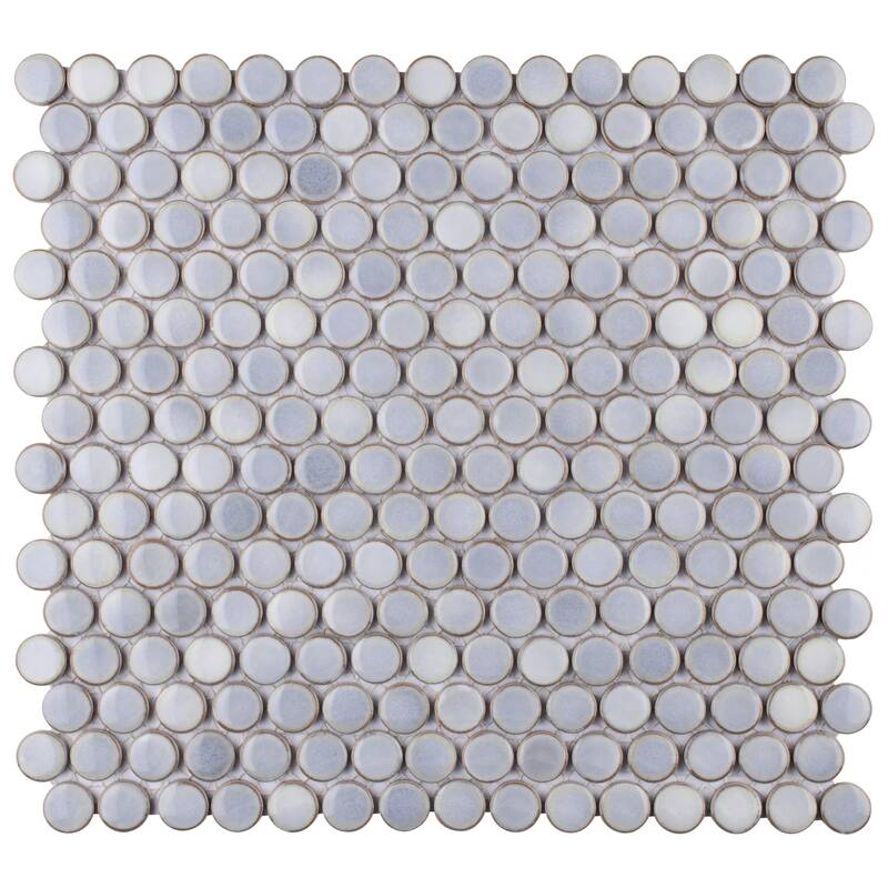 Merola Tile Hudson Penny Round Grey Eye 11-7/8" x 12-5/8" Porcelain Floor and Wall Tile