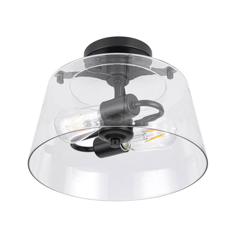 Prominence Home Fairendale Convertible Pendant/Semi-Flush Matte Black with Clear Glass