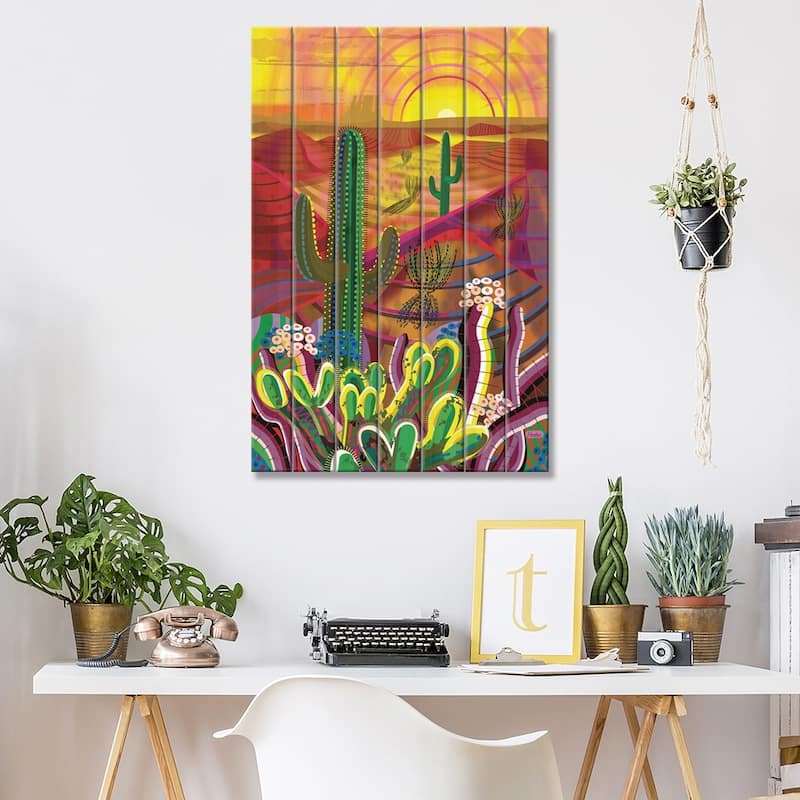 Peyote Dawn Print On Wood by Charles Harker - Multi-Color