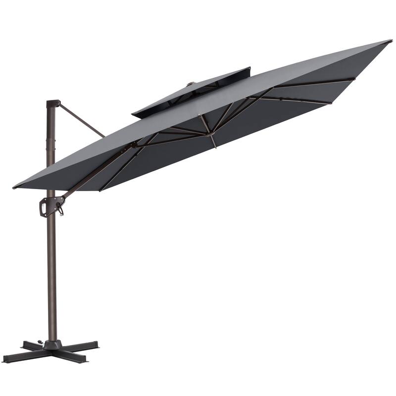 Outdoor 10FT Square Adjustable Offset Cantilever Patio Umbrella