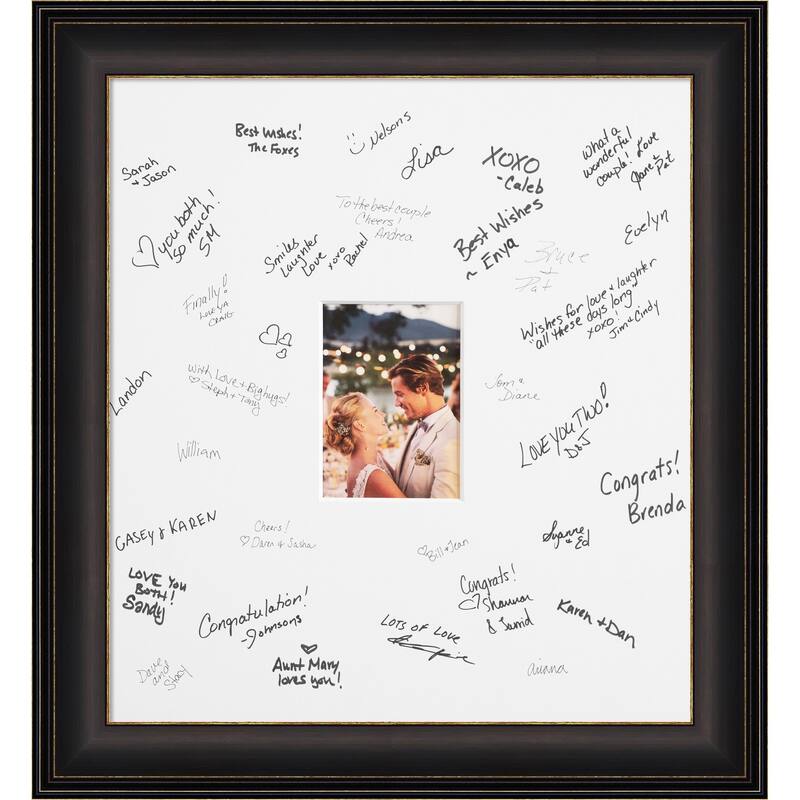 Trio Signature Mat Picture Frame - Autograph Photo Frame Guest Book Alternative for Weddings, Graduations, or Retirement