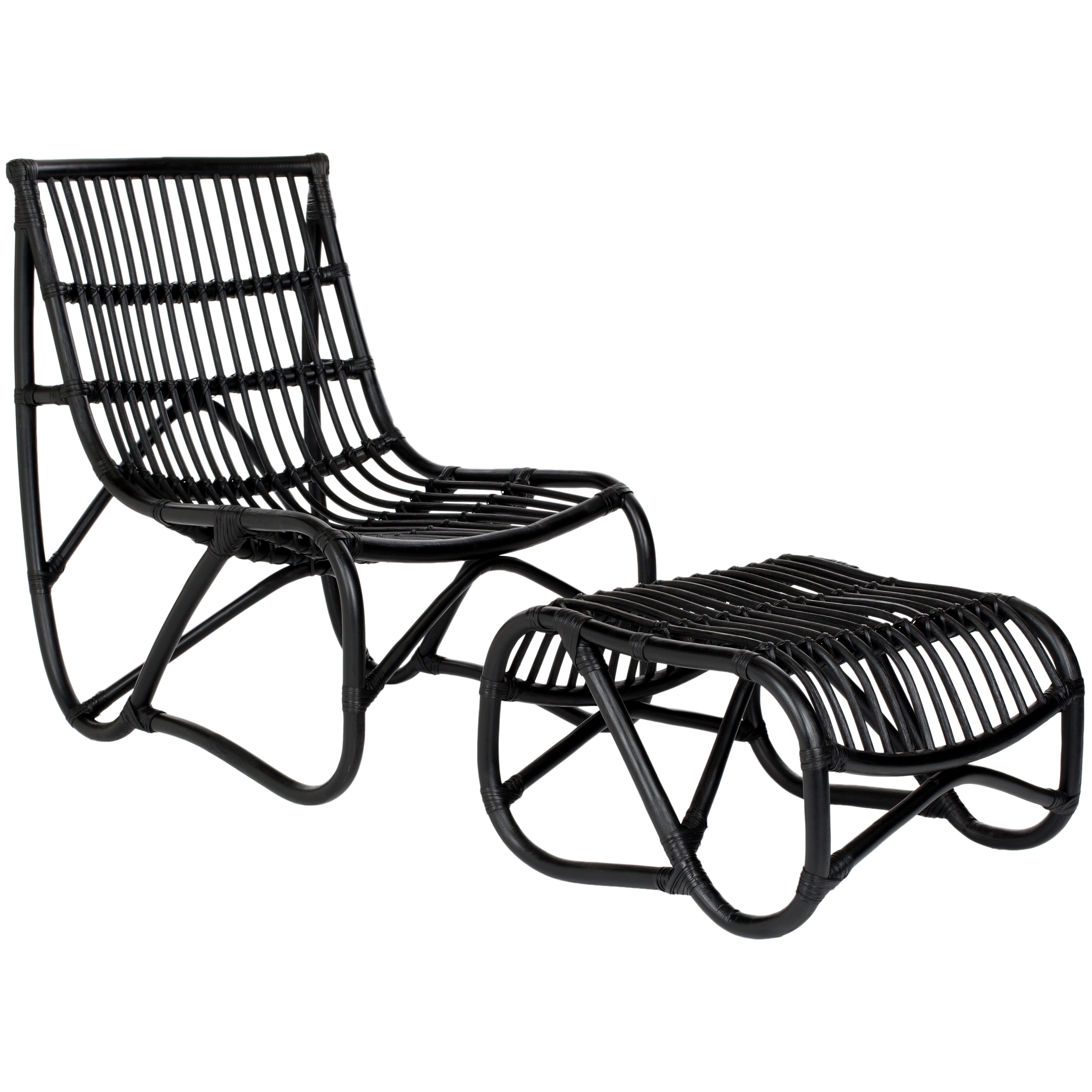 Black wicker chair online with ottoman