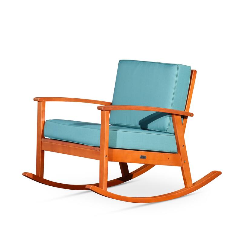 DTY Outdoor Living Longs Peak Eucalyptus Rocking Chair with Cushions