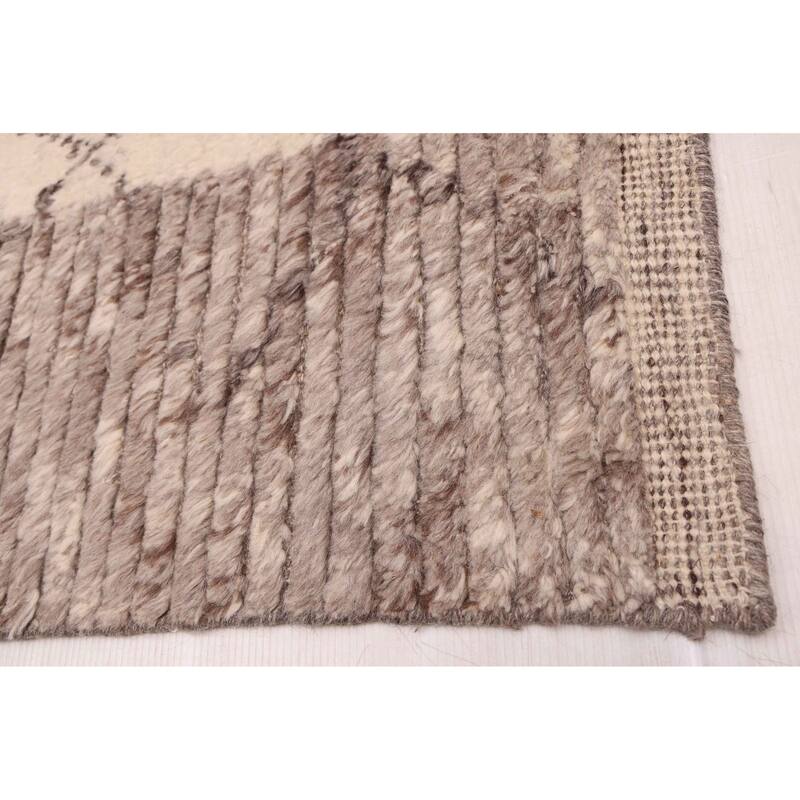 ECARPETGALLERY Hand-knotted Looma Cream, Grey Wool Rug - 8'0 x 10'0