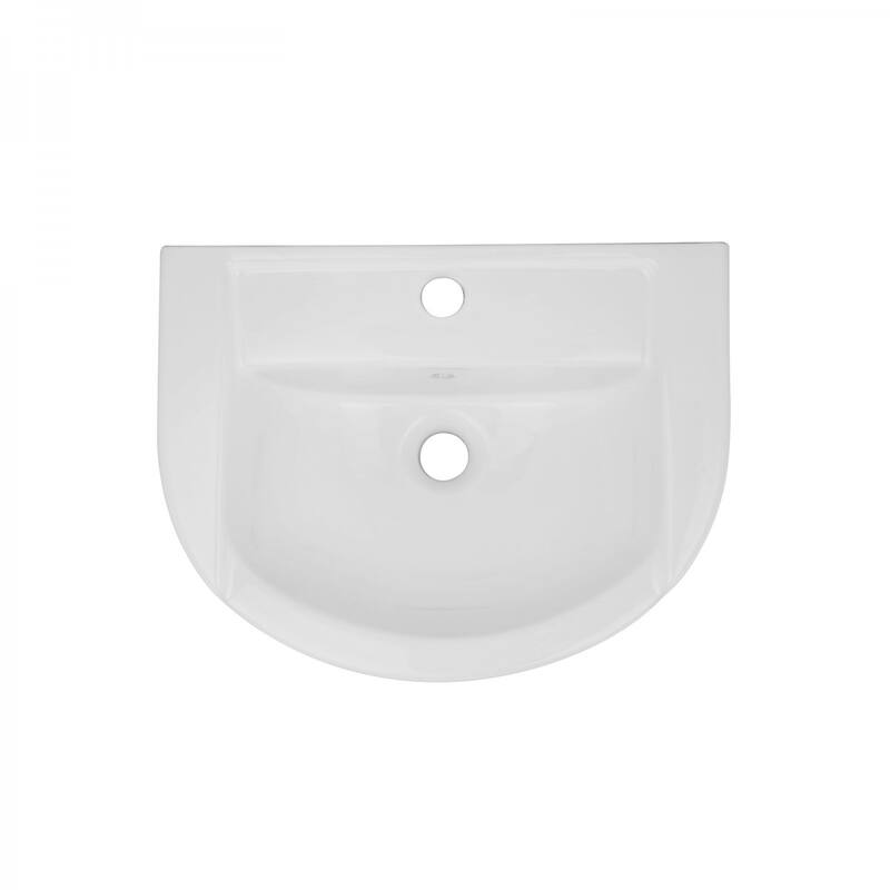 Nova White Ceramic Wall Mount Sink - 18.75" W Glossy with Overflow and Single Faucet Hole - White