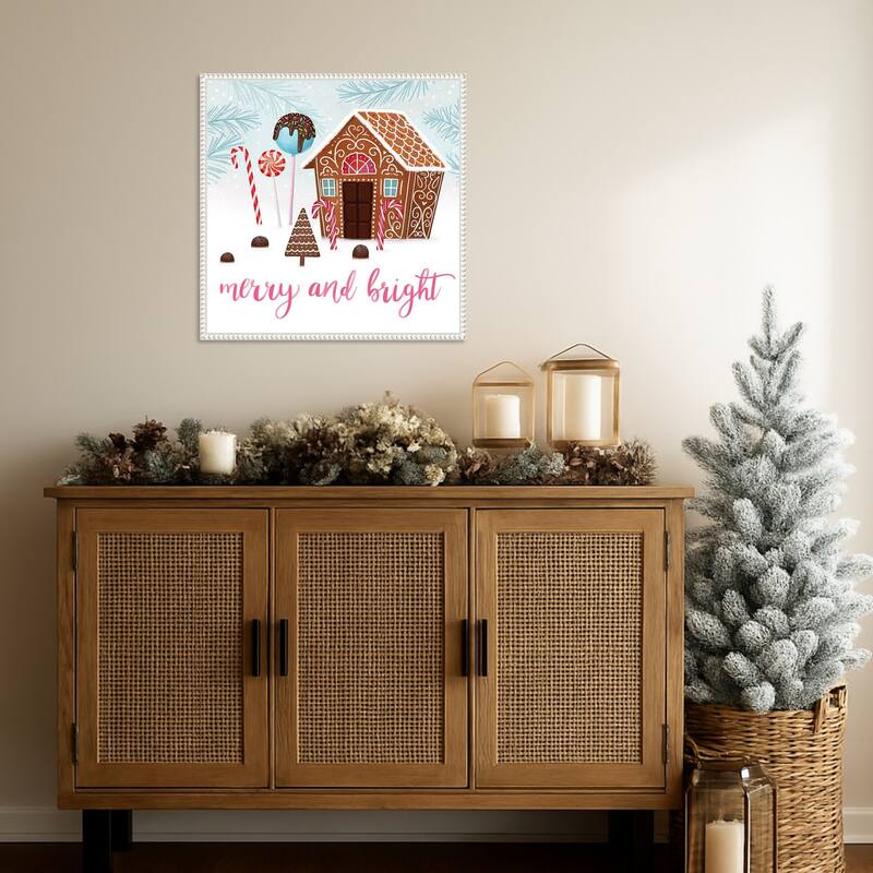Sweet Holidays II by Victoria Borges (22 x 22 in.), Framed Canvas Wall Art Print - Sylvie Beaded White