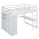 preview thumbnail 22 of 33, Full Size Loft Bed with Desk & Wardrobe, Solid Wood Kids Loft Bedframe w/3 Storage Drawers & 2 Shelves, Maximum Space Design