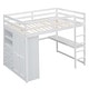 preview thumbnail 15 of 18, Full Size Wood Loft Bed with Built-in Wardrobe, Desk, Shelves, Drawers
