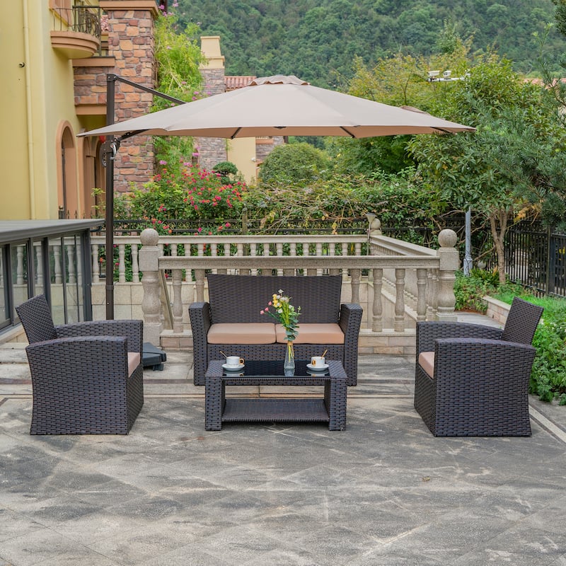 Grandview Outdoor 4-piece Grey Wicker Conversation Set