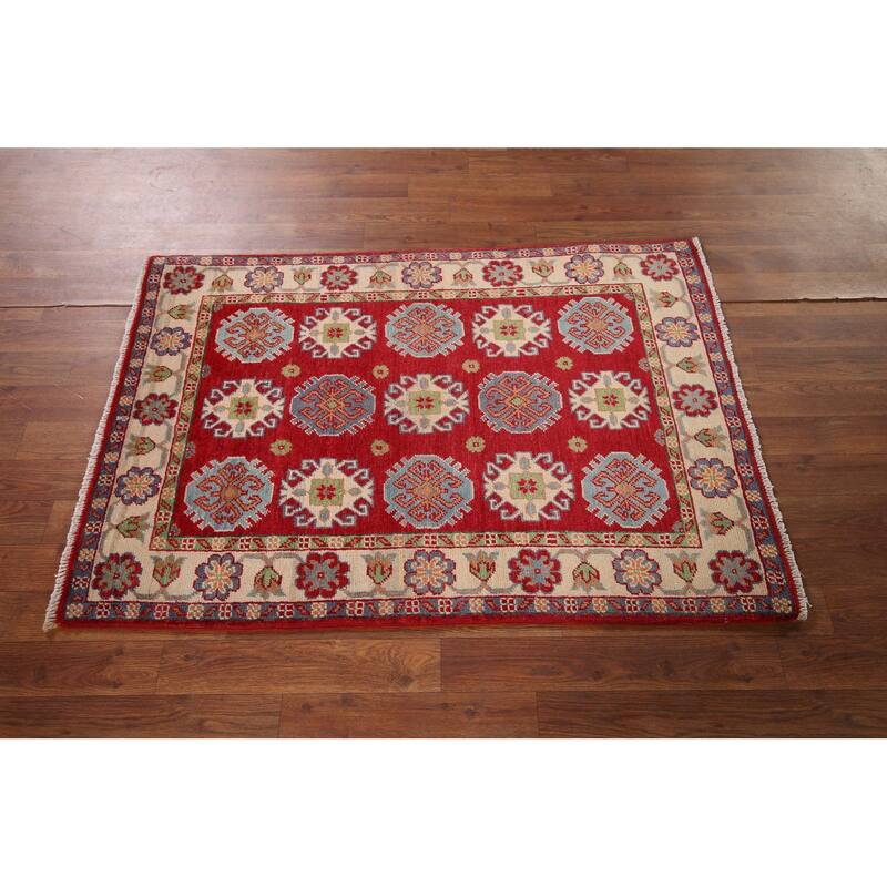 Red Kazak Accent Rug Handmade Wool Carpet - 2'10" x 4'2"