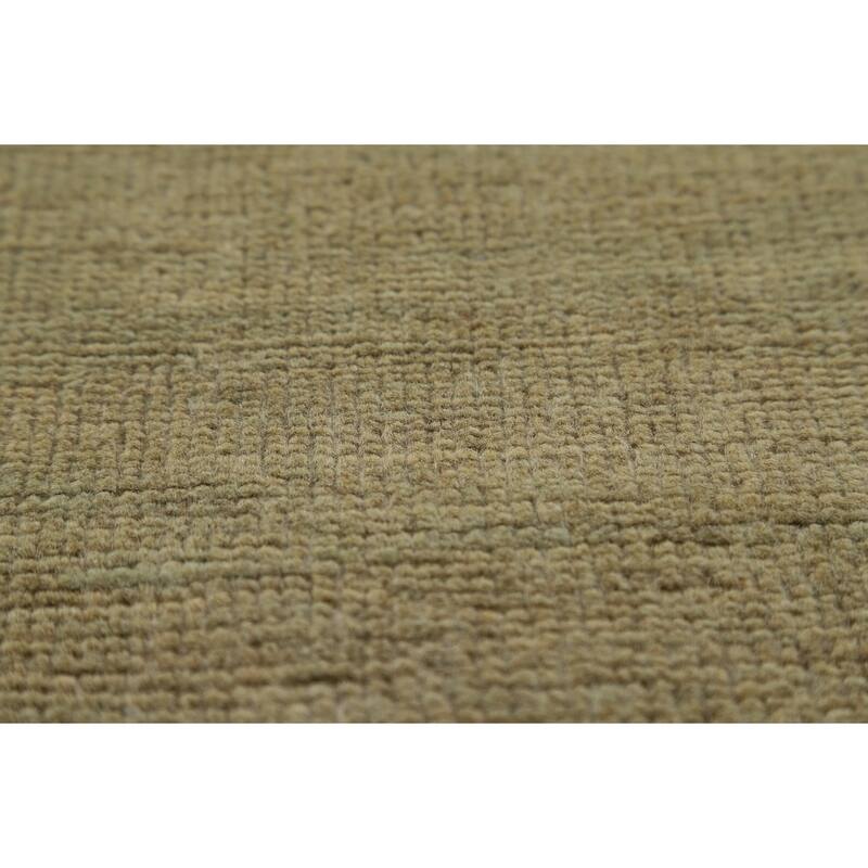 Modern Gabbeh Oriental Foyer Rug Hand-Knotted Green Wool Carpet - 2'7"x 4'0"