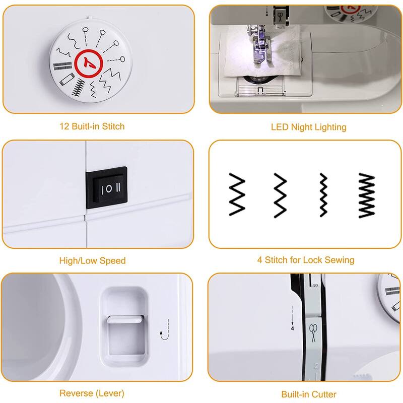 Kids Sewing Machine with 12 Built-In Stitches, Foot Pedal