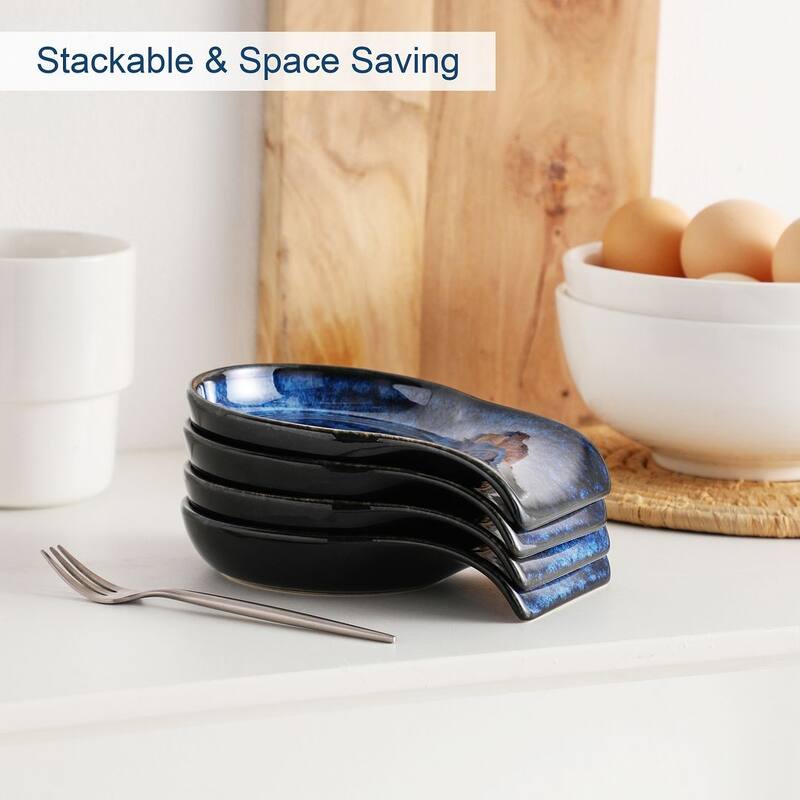 LOVECASA 2-Piece Porcelain Spoon Holder Utensil Rest for Kitchen - 5.5 " x 4.1"