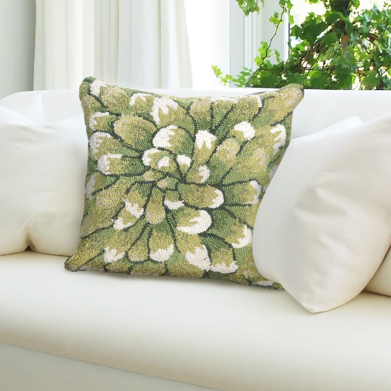 Liora Manne Frontporch Mum Indoor/Outdoor Pillow Green 18" Square